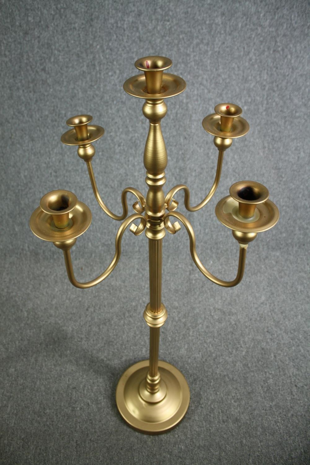 A pair of ornate candle holders, each with four arms for holding candles and a central - Image 4 of 6