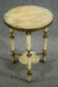 Occasional or lamp table, 70s vintage onyx and brass. H.59 Dia.42cm.