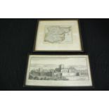 A hand coloured etched map of Essex by John Rocque. Dated 'circa 1750' on the reverse of the frame