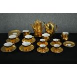 A vintage Royal Worcester gold lustre pattern tea set. Incomplete. Comprised of a teapot, coffee