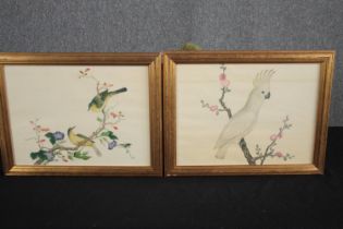 Two coloured lithographic prints. After the original Chien-lung period school works. Framed. H.47