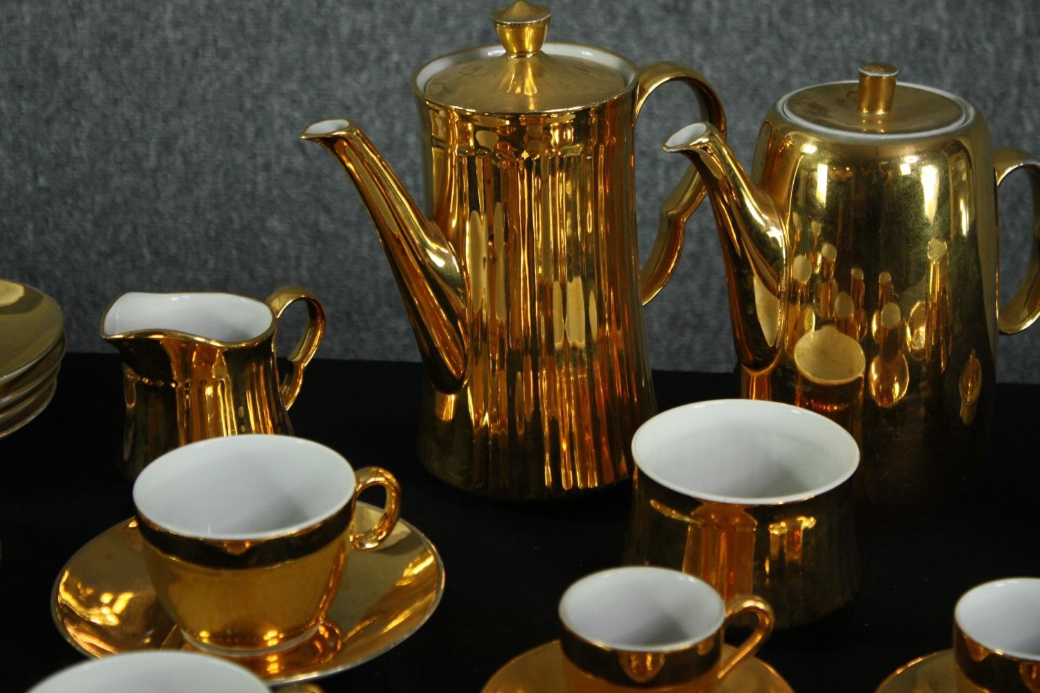 A vintage Royal Worcester gold lustre pattern tea set. Incomplete. Comprised of a teapot, coffee - Image 4 of 9