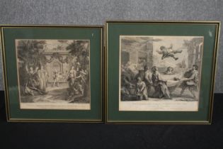 Two framed etchings. Nineteenth century and one possibly from Don Quixote. Framed and glazed. H.45