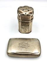 A Dutch 835 silver Lodderein box along with a German silver snuff box with gilded interior by