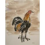 Sir Kyffin Williams, RA, British, (1918 - 2006), watercolour and pencil on paper of a rooster,