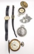 A collection of vintage watches and compass, including a rolled gold chronometer, a vintage