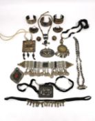 A collection of Middle-Eastern Tribal, Yemeni, Omani and Bedouin jewellery, including a Turkoman