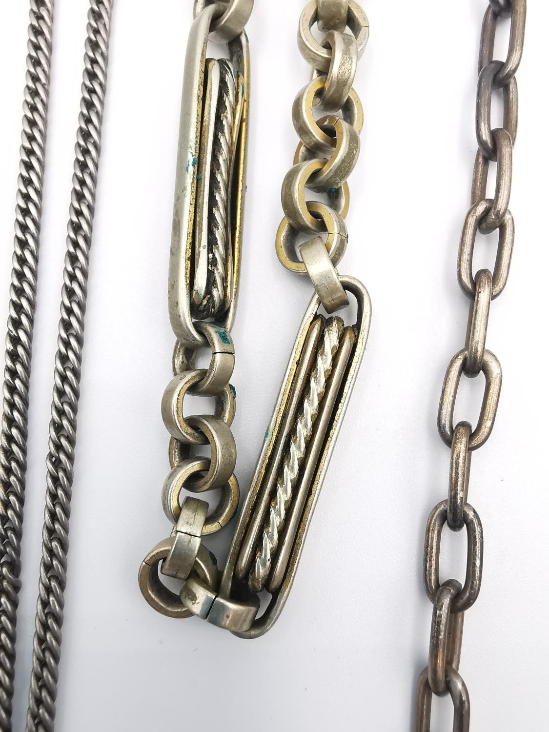 A collection of Victorian watch chains, including a 9ct rose gold and copper link pocket watch chain - Image 5 of 11