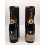 Two boxed Pol Roger Champagne bottles. One bottle Pol Roger vintage Brut Extra Cuvée de Reserve,