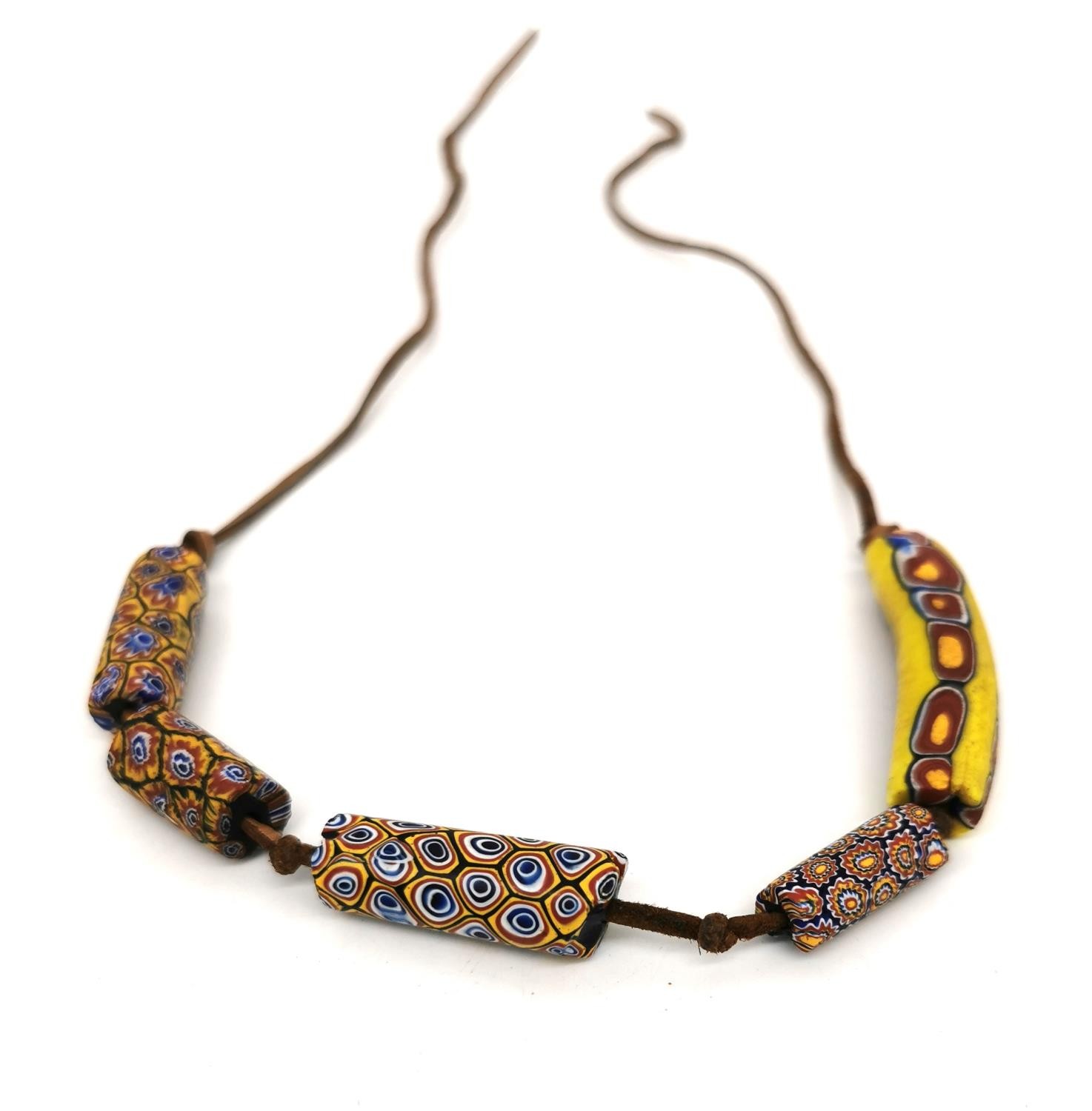 A collection of six African venetian glass trade bead necklaces and two bracelets. The long - Image 6 of 11