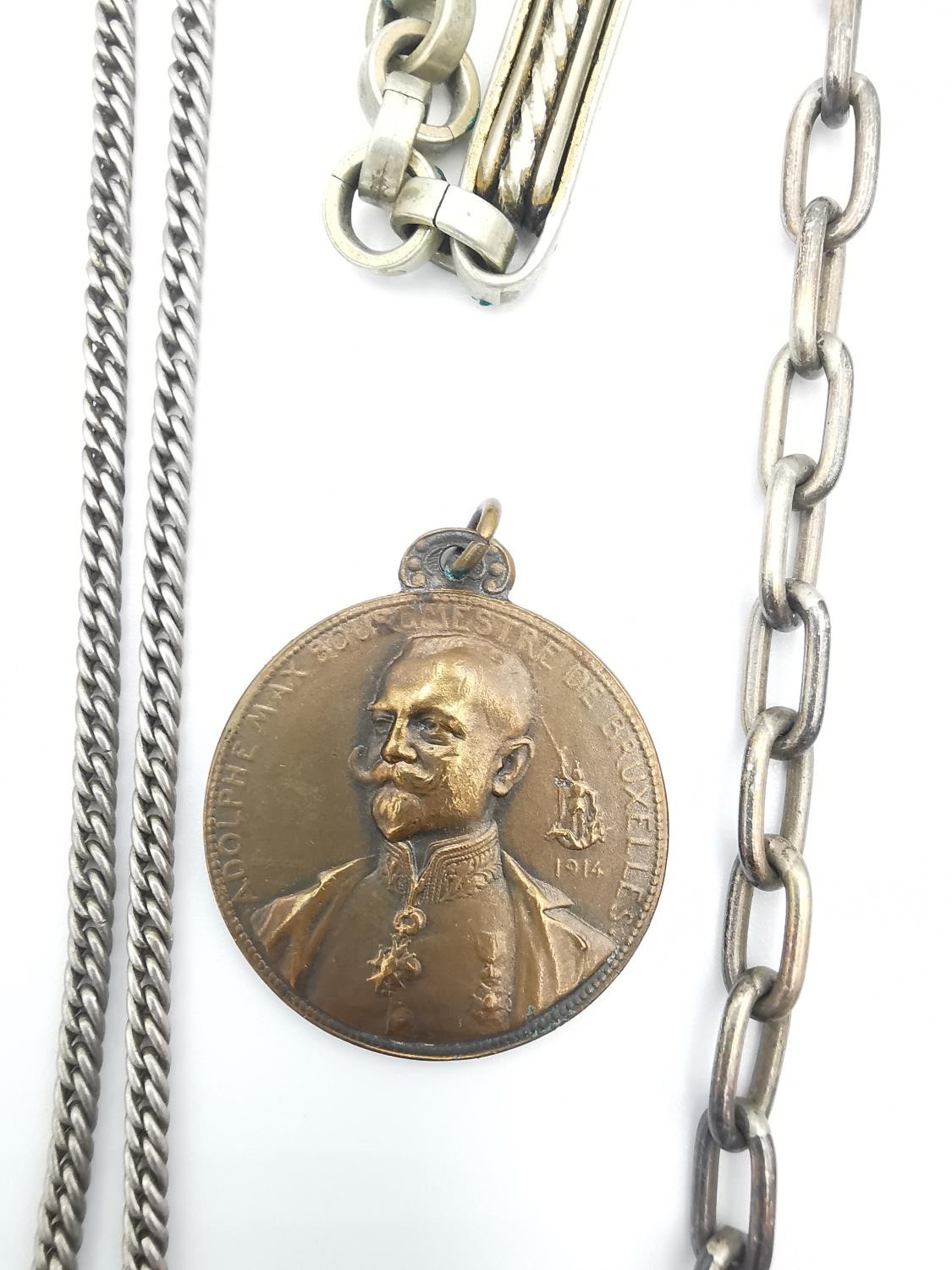 A collection of Victorian watch chains, including a 9ct rose gold and copper link pocket watch chain - Image 2 of 11
