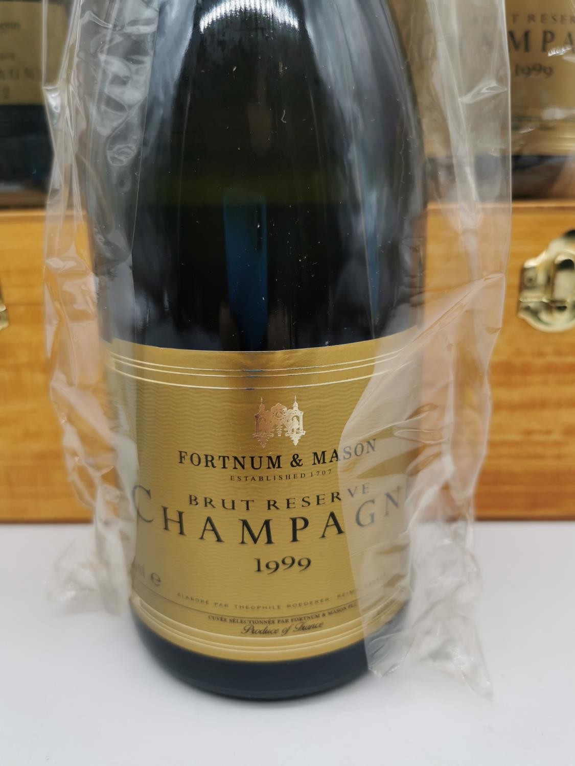 Three Fortnum & Mason boxed Champagne, Brut Reserve, two dated 1999 and one 2002. In wooden - Image 3 of 5