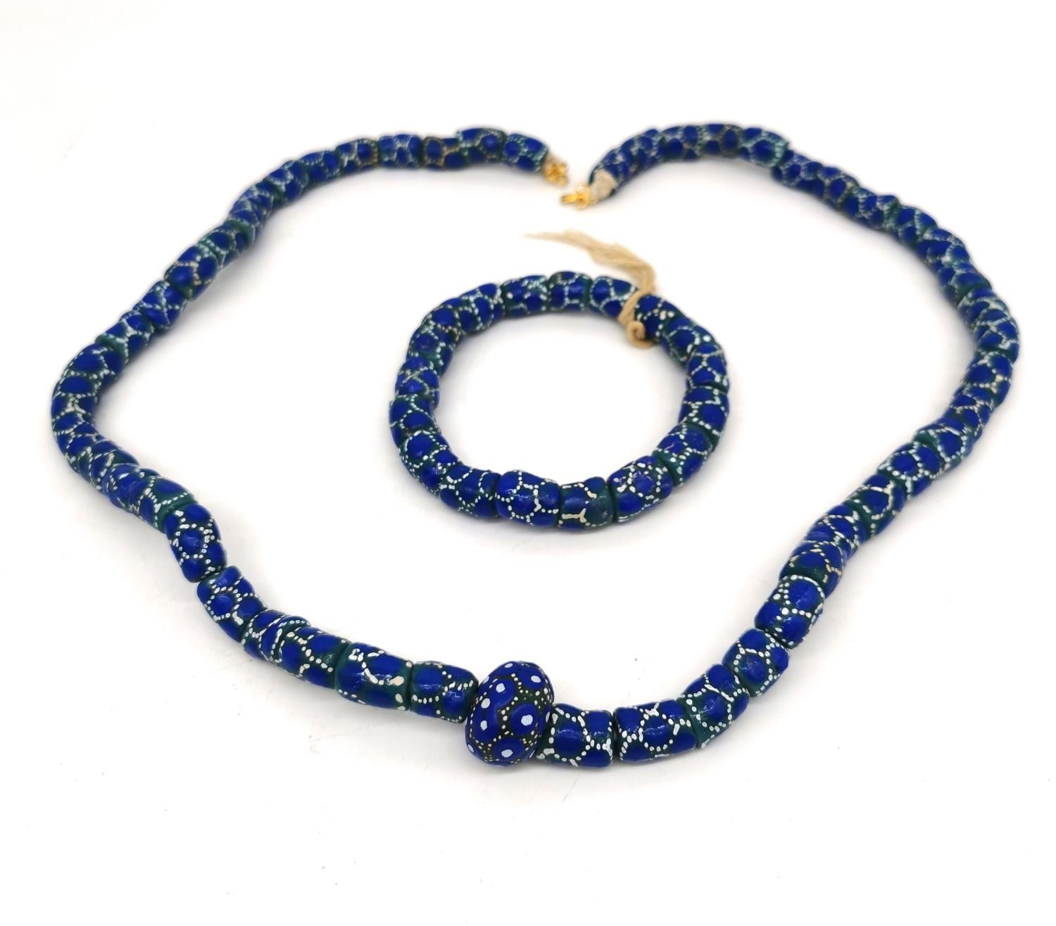 A collection of six African venetian glass trade bead necklaces and two bracelets. The long - Image 2 of 11