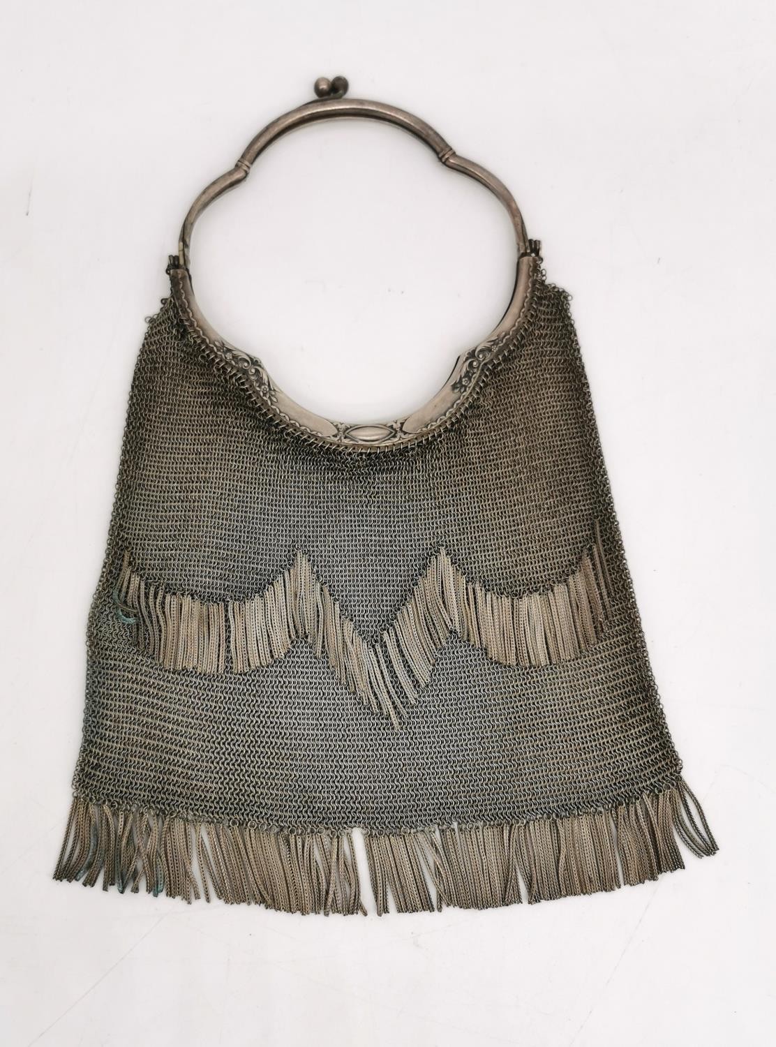 An Alpaca chain mail ladies evening bag with metal fringing and tassel detailing to the sides. - Image 2 of 7