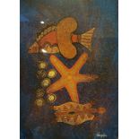 Leanne Reid Wanjidari, Aboriginal, (b.1966), framed and glazed acrylic on paper of a fish, a