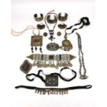 A collection of Middle-Eastern Tribal, Yemeni, Omani and Bedouin jewellery, including a Turkoman