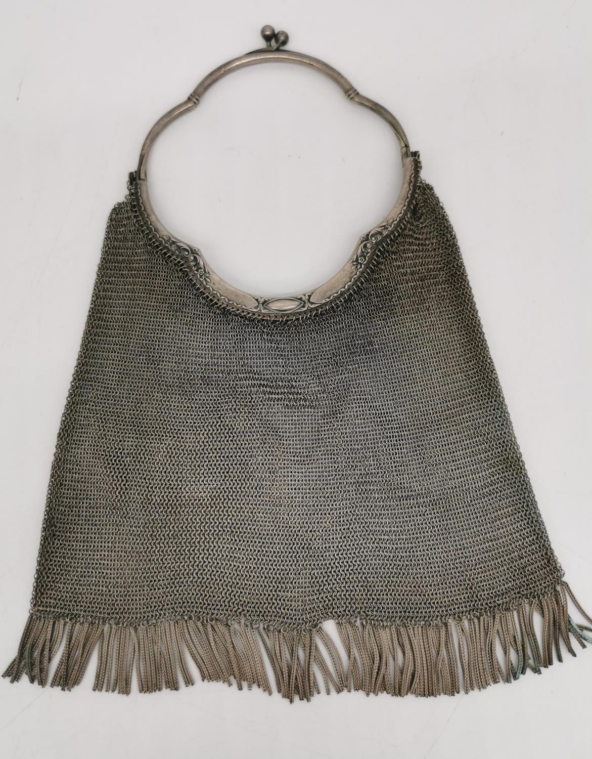 An Alpaca chain mail ladies evening bag with metal fringing and tassel detailing to the sides. - Image 4 of 7