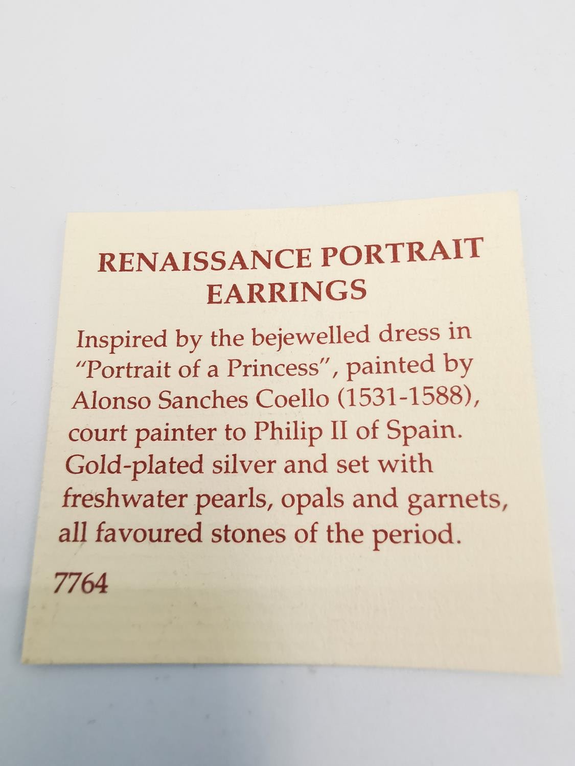 A pair of boxed Past Time replica silver gilt Renaissance portrait earrings, set with potato pearls, - Image 6 of 6