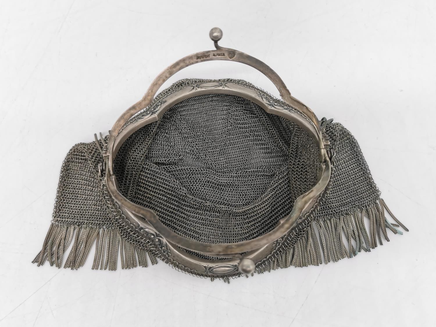 An Alpaca chain mail ladies evening bag with metal fringing and tassel detailing to the sides. - Image 5 of 7