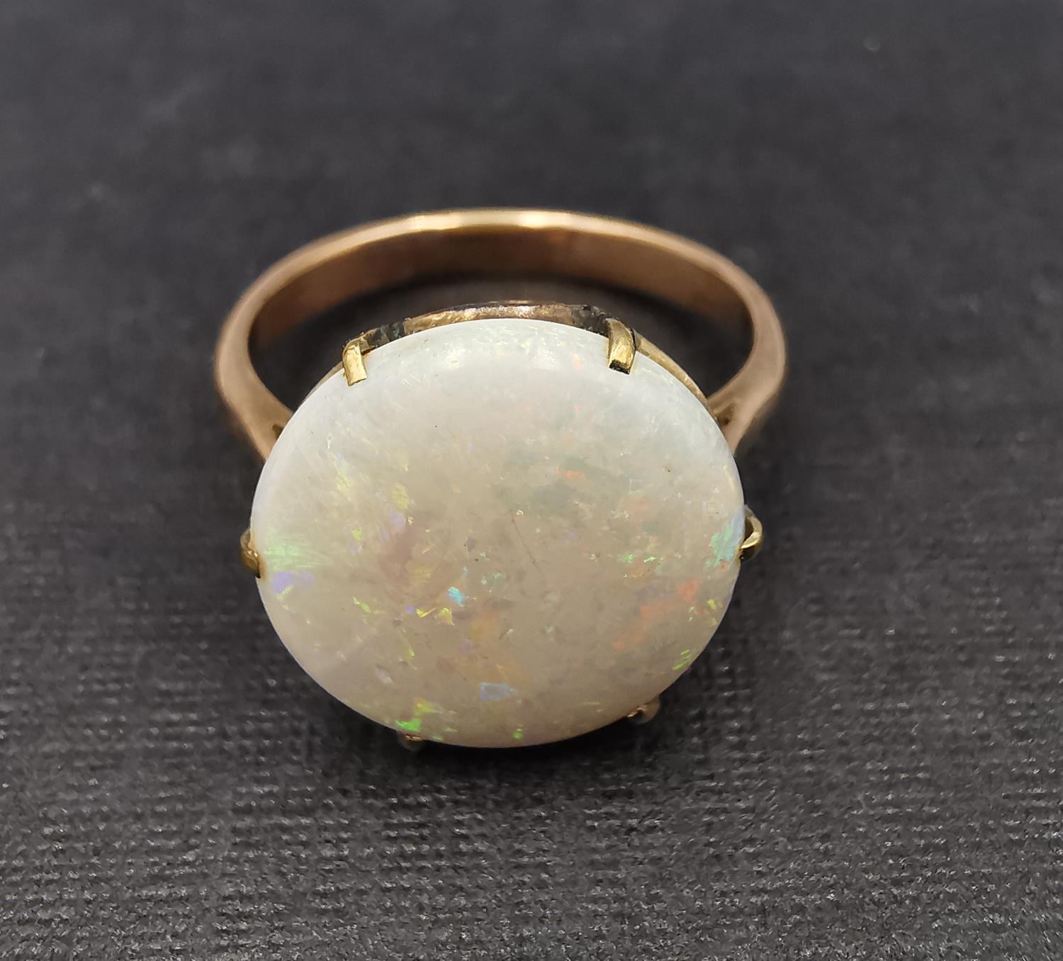 An early 20th century pink metal (tests as 9ct) white opal dress ring, set with a round white opal - Image 4 of 5