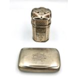 A Dutch 835 silver Lodderein box along with a German silver snuff box with gilded interior by