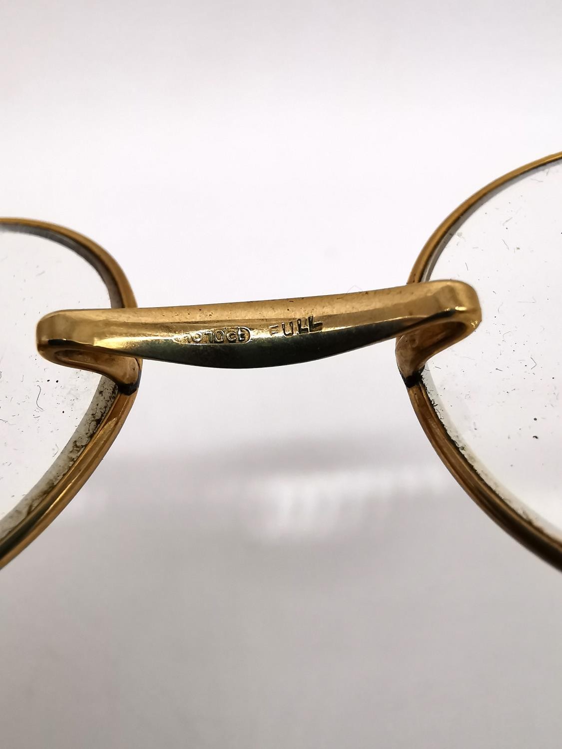 A pair of early 20th century leather cased 10ct gold plated spectacles along with a white glass - Image 6 of 9