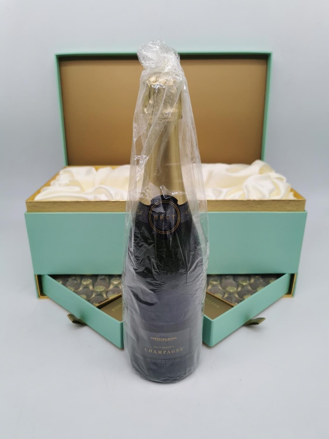 A Fortnum & Mason presentation boxed Champagne and truffles. Bottle of Brut Reserve. Unopened. H. - Image 2 of 3