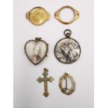 A collection of gold and rolled items, including a 14 carat yellow gold watch case, a rolled gold