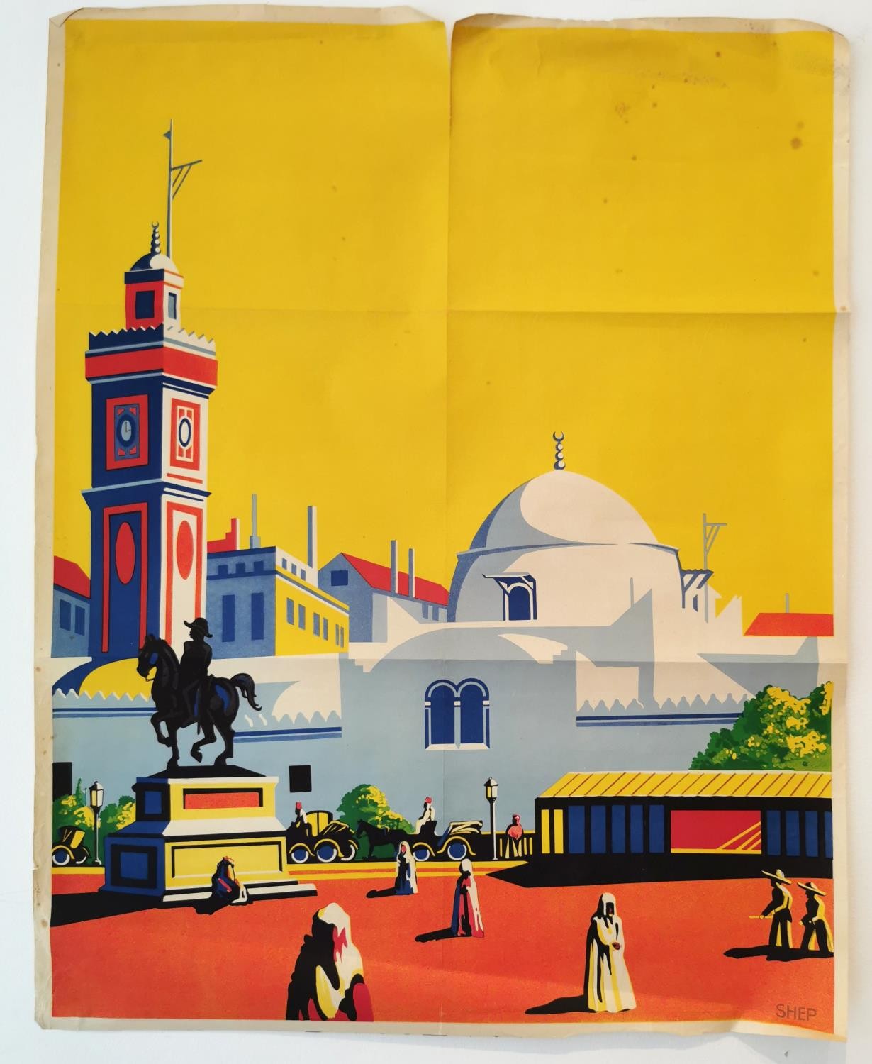 Charles Shepherd (1892-) early 20th century poster of Algiers, Morocco signed SHEP depiction a