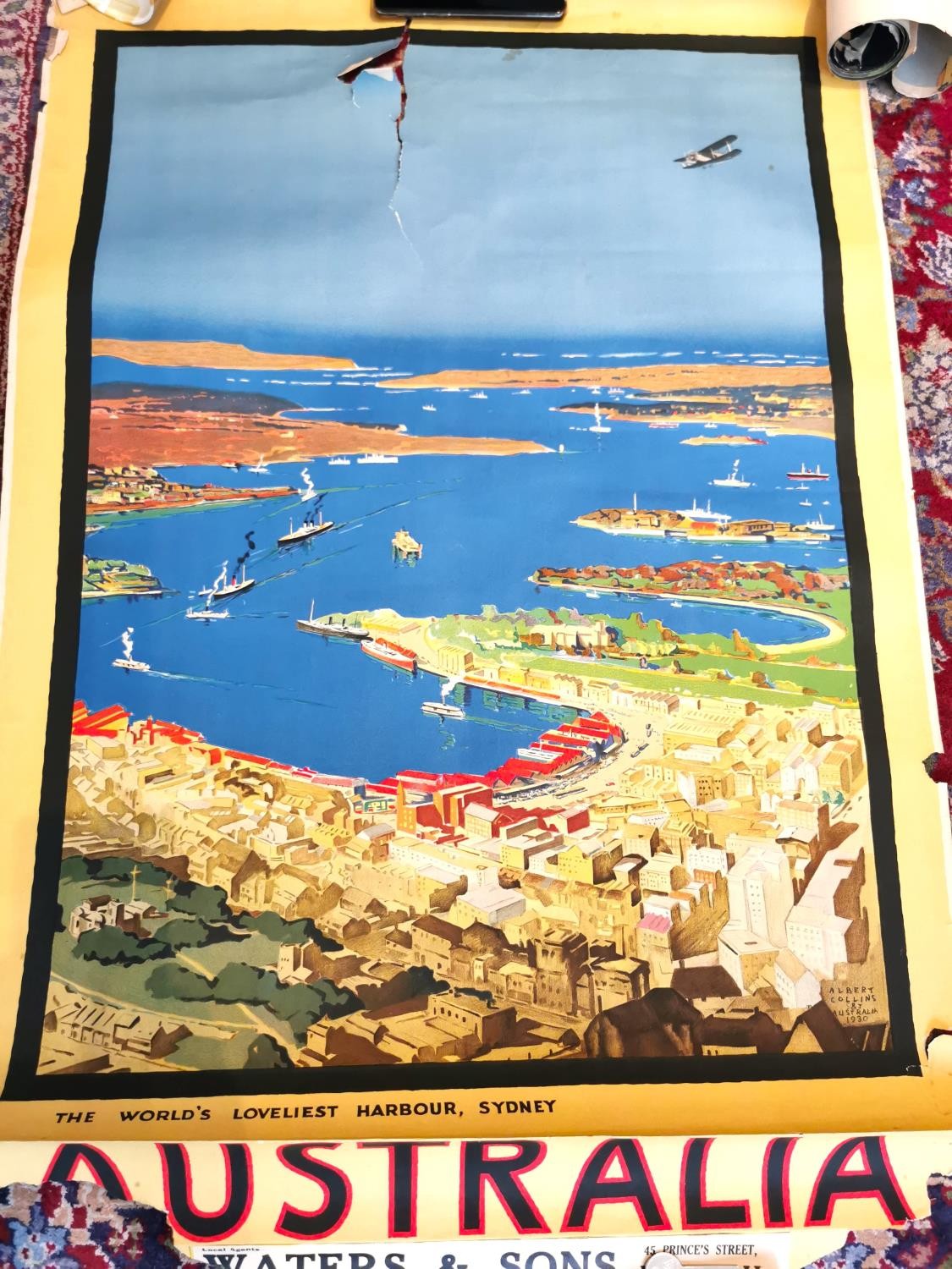 Albert E. Collins, The World’s Loveliest Harbour, Sydney, Australia, 1930s travel poster advertising