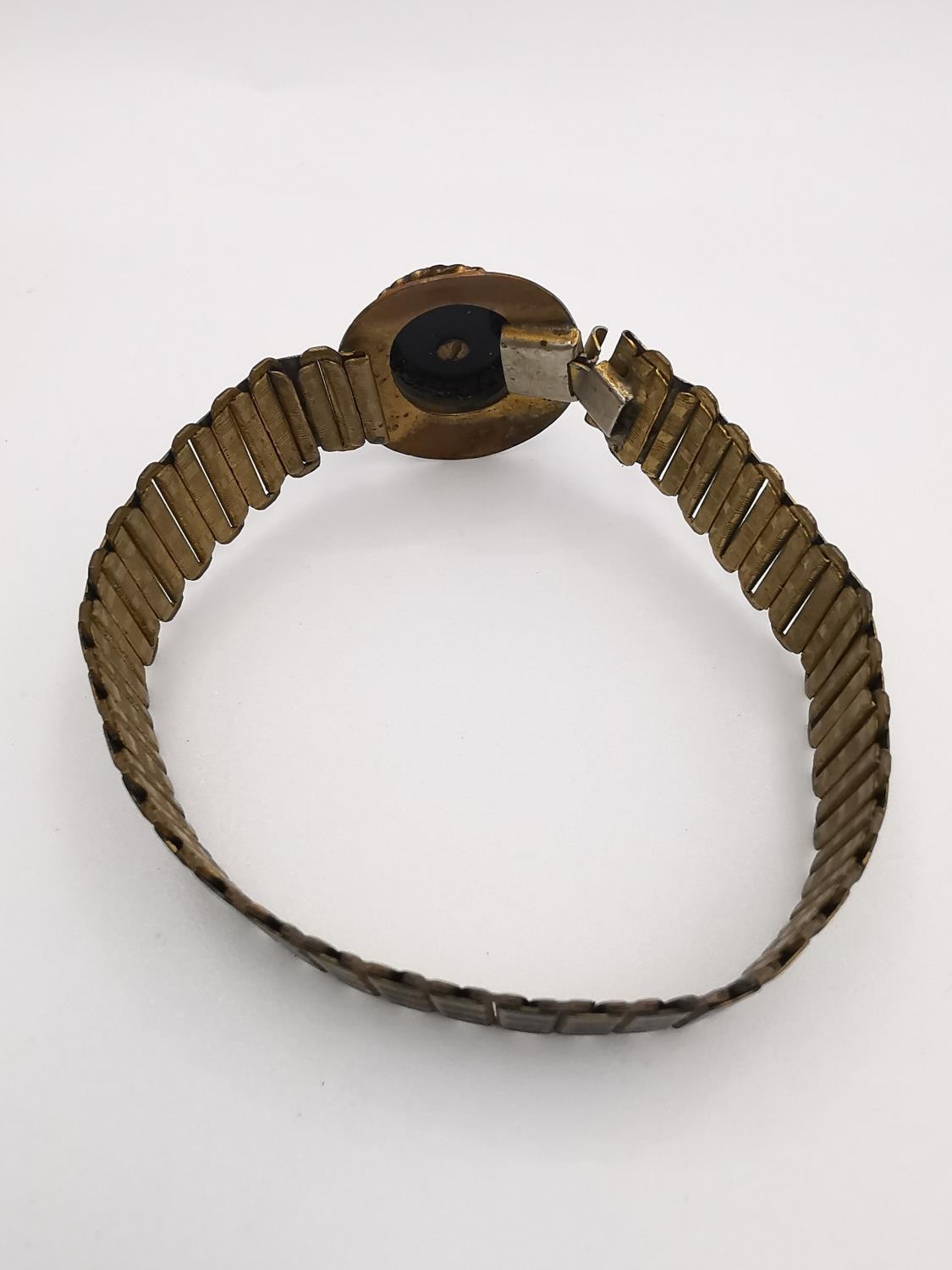 A rolled gold and black enamel Mourning bracelet along with a pair of 9ct and rolled gold screw back - Image 5 of 5