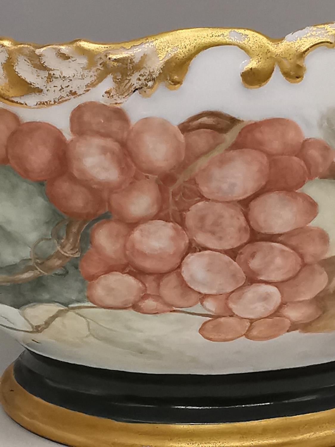 A Victorian T&V (Tressemann and Vogt) Limoges hand painted porcelain punch bowl. Decorated with - Image 6 of 6