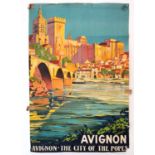 Roger Broders (1883-1953) Avignon, The City of Popes lithographic poster, 1921. H.90 W.60cm