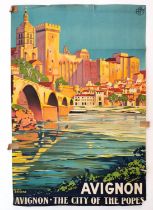 Roger Broders (1883-1953) Avignon, The City of Popes lithographic poster, 1921. H.90 W.60cm