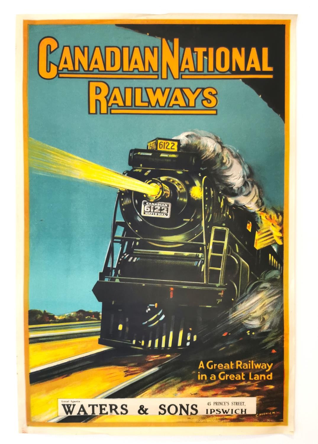 A vintage original travel poster for the Canadian National Railways by C. Norwich. Waters & Sons, - Image 2 of 6