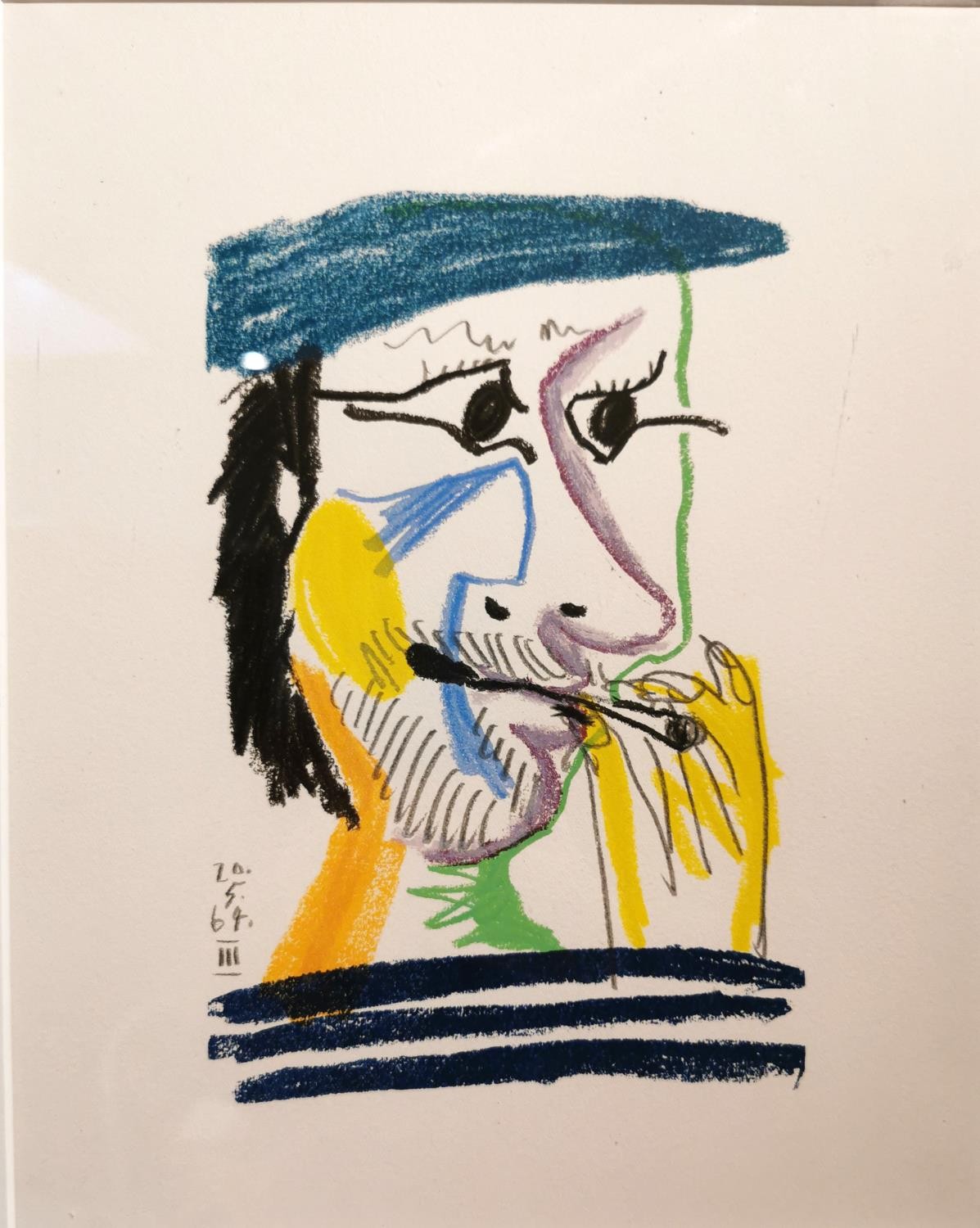 After Pablo Picasso (1881-1973), chromolithograph, "Le gout du bonheur: 20.5.64. III: Man in cap - Image 3 of 5