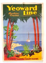 Eric Cawthorne, early 20th century Yeoward Line travel poster, 'Sunshine Cruises to Lisbon, Madeira,