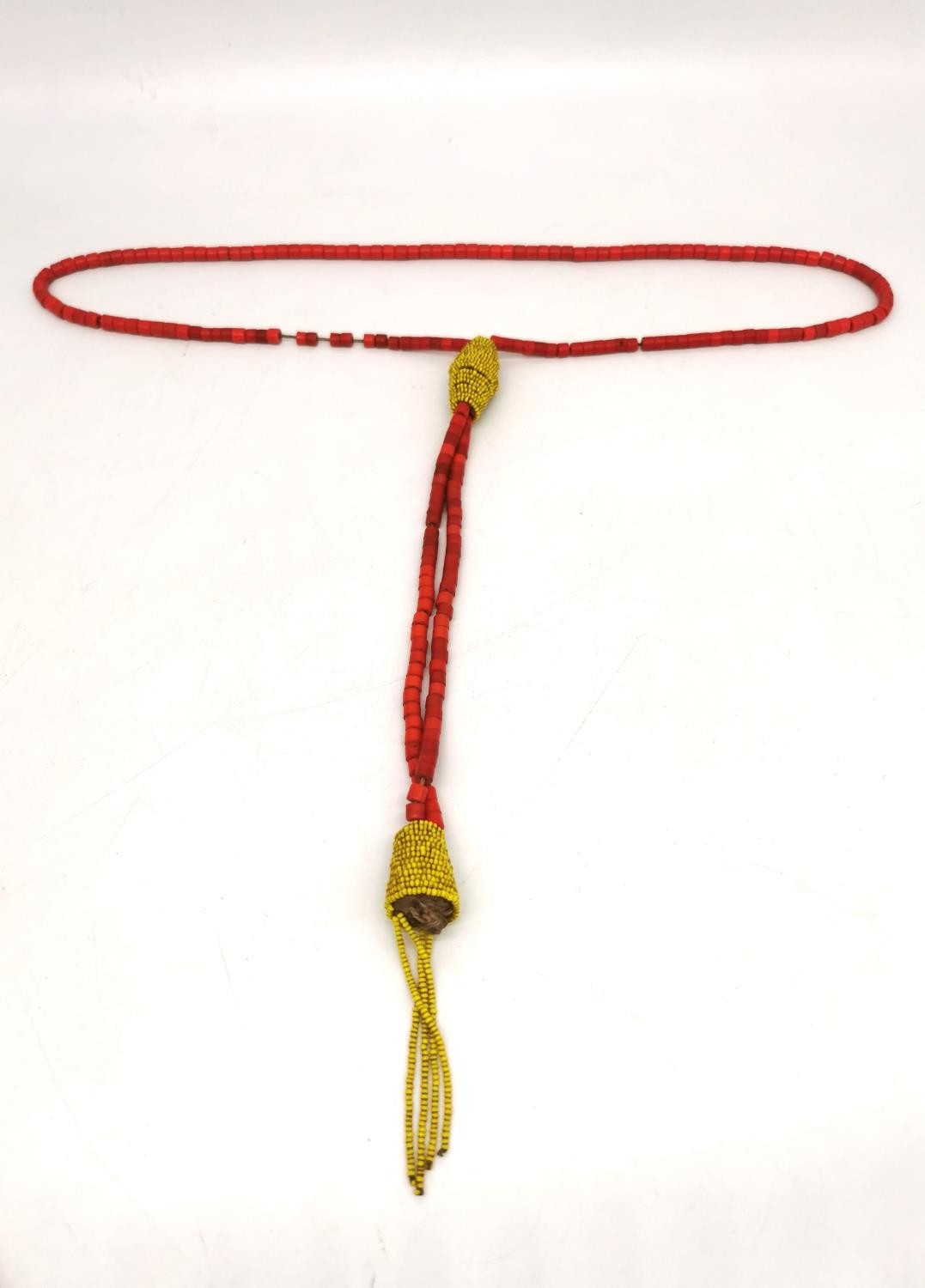 Four African Tribal Beaded Necklaces, one from Ghana comprised of graduated discs of Bauxite ( - Image 6 of 7
