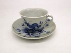 A Japanese 19th century hand painted porcelain small blue and white floral and foliate design teacup