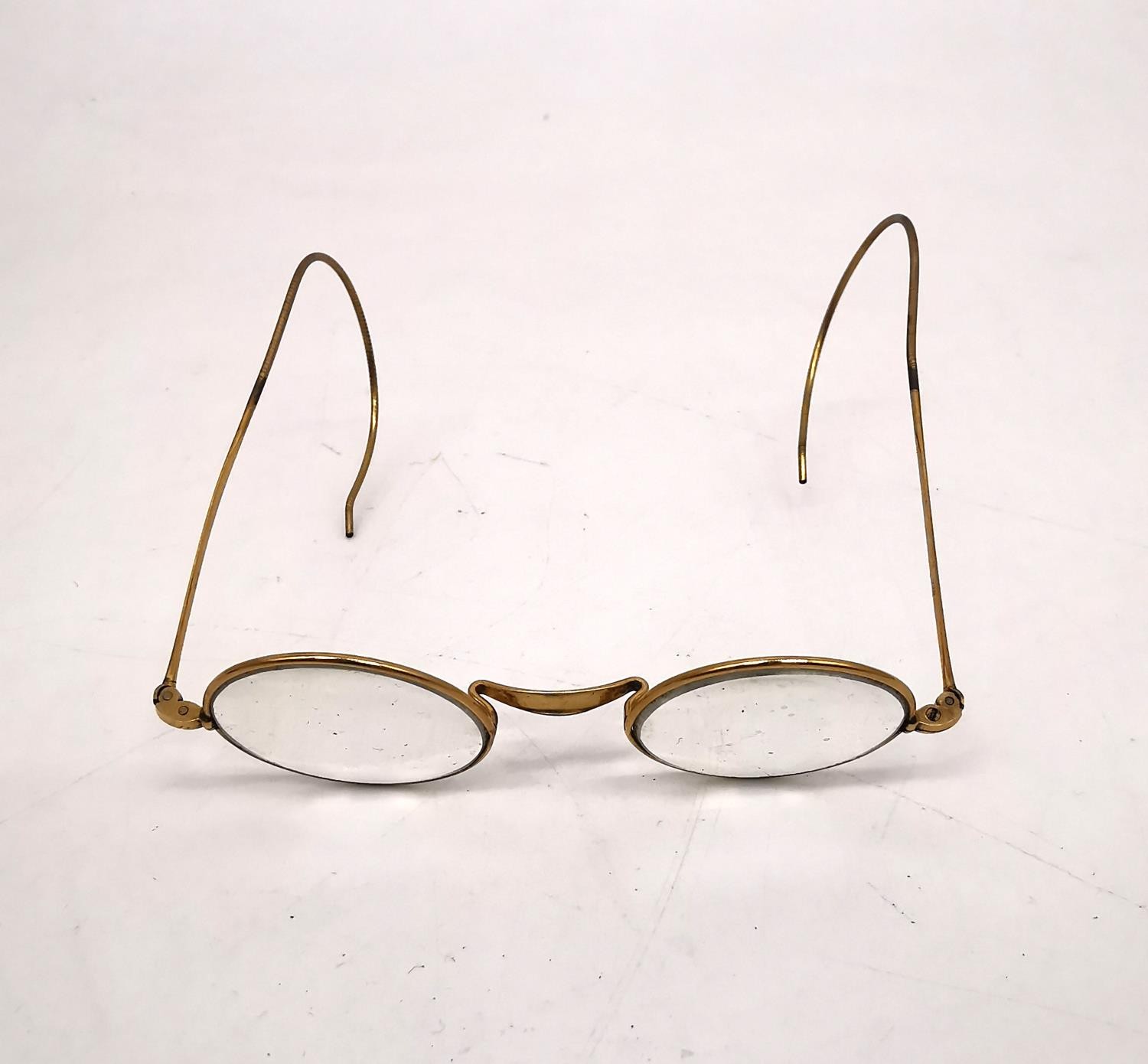 A pair of early 20th century leather cased 10ct gold plated spectacles along with a white glass - Image 4 of 9