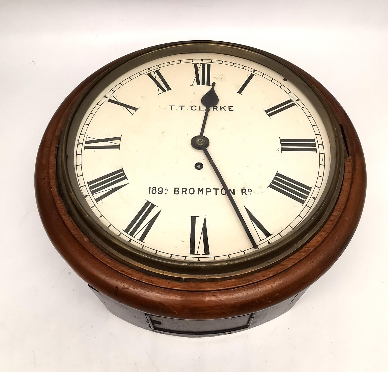 An early 20th century mahogany wall clock the dial signed for T T Clarke, 89A Brompton Road. H.15 - Image 2 of 14