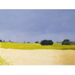 Luce Geas, French, 20th century, oil on canvas, provincial landscape with corn fields, signed. H.