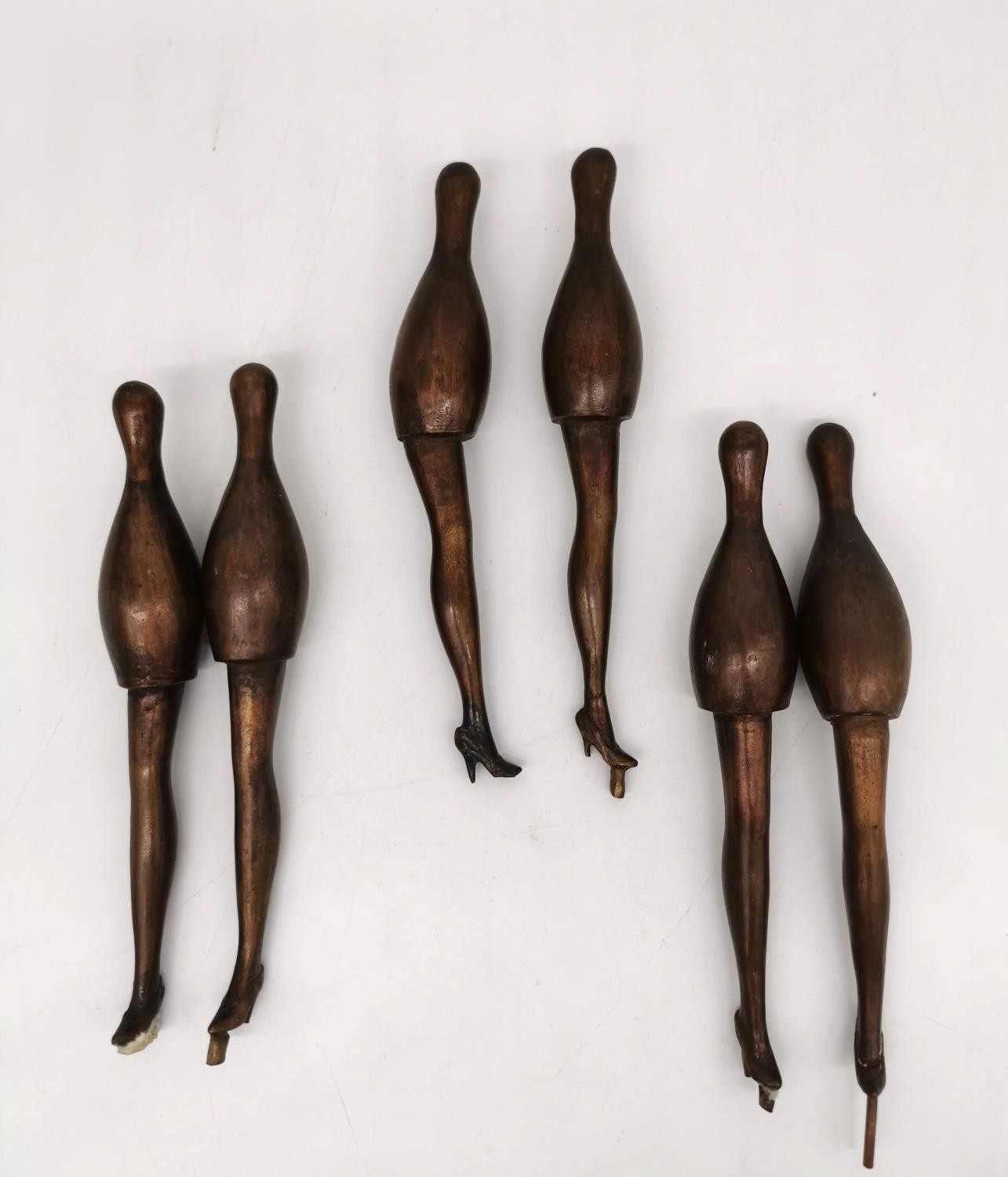 Petrina Stroud (British, born 1972), 'And One too Many', bronze and wood, Bronze bowling pins on - Image 8 of 13