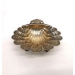 A vintage silver engraved clam shell form trinket dish by J B Chatterley & Sons Ltd. Engraved with a