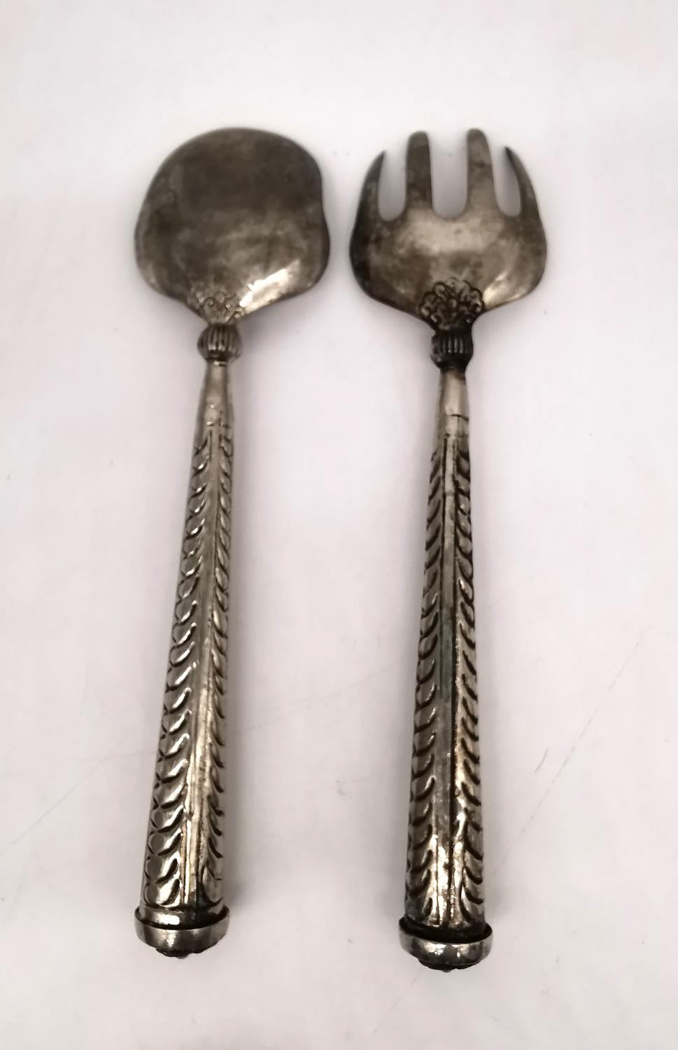 A collection of silver and white metal cutlery and dinnerware, including a large silver serving - Image 5 of 21