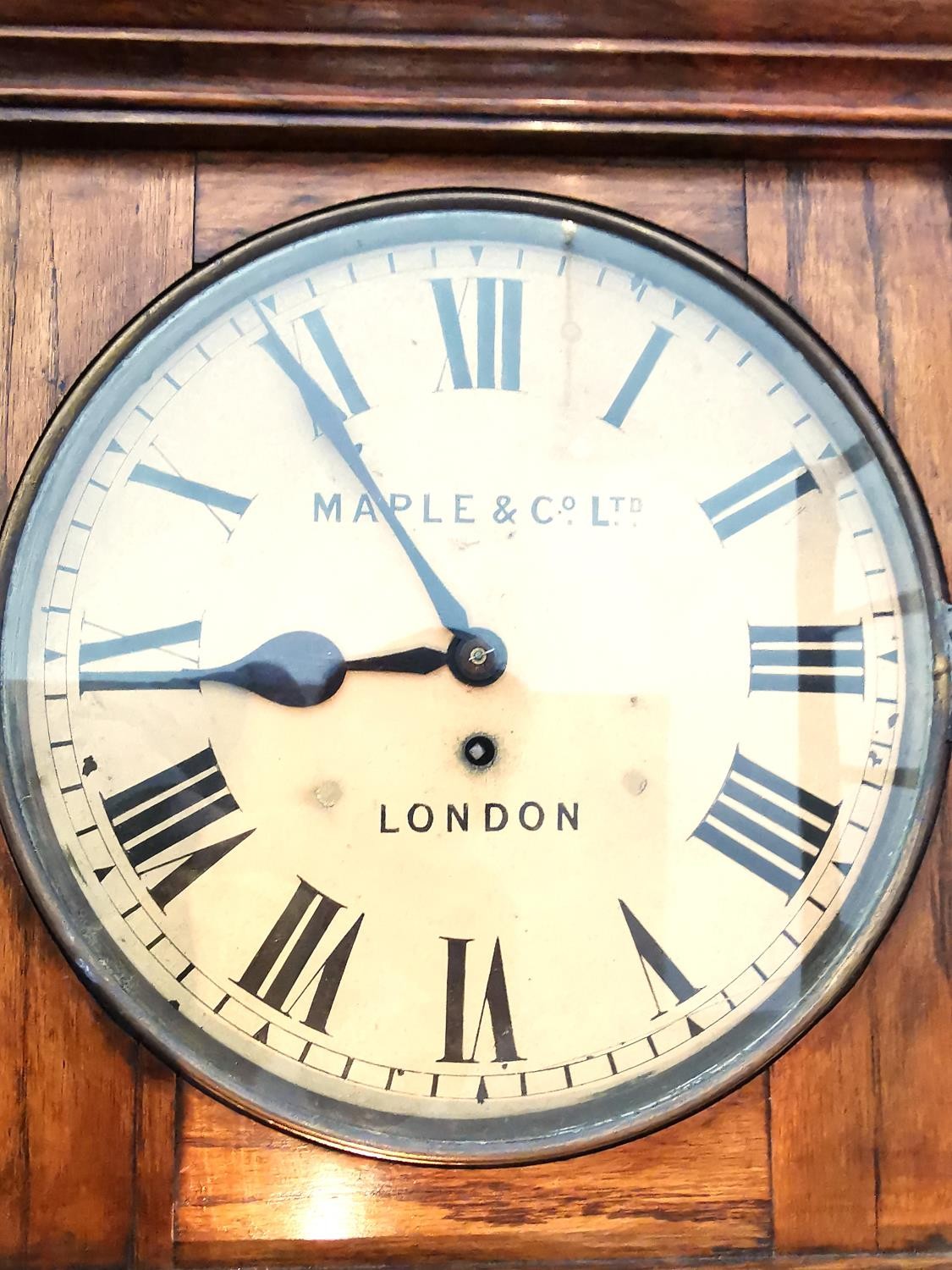 An early 20th century mahogany architectural design wall clock, the circular painted dial signed - Image 2 of 5
