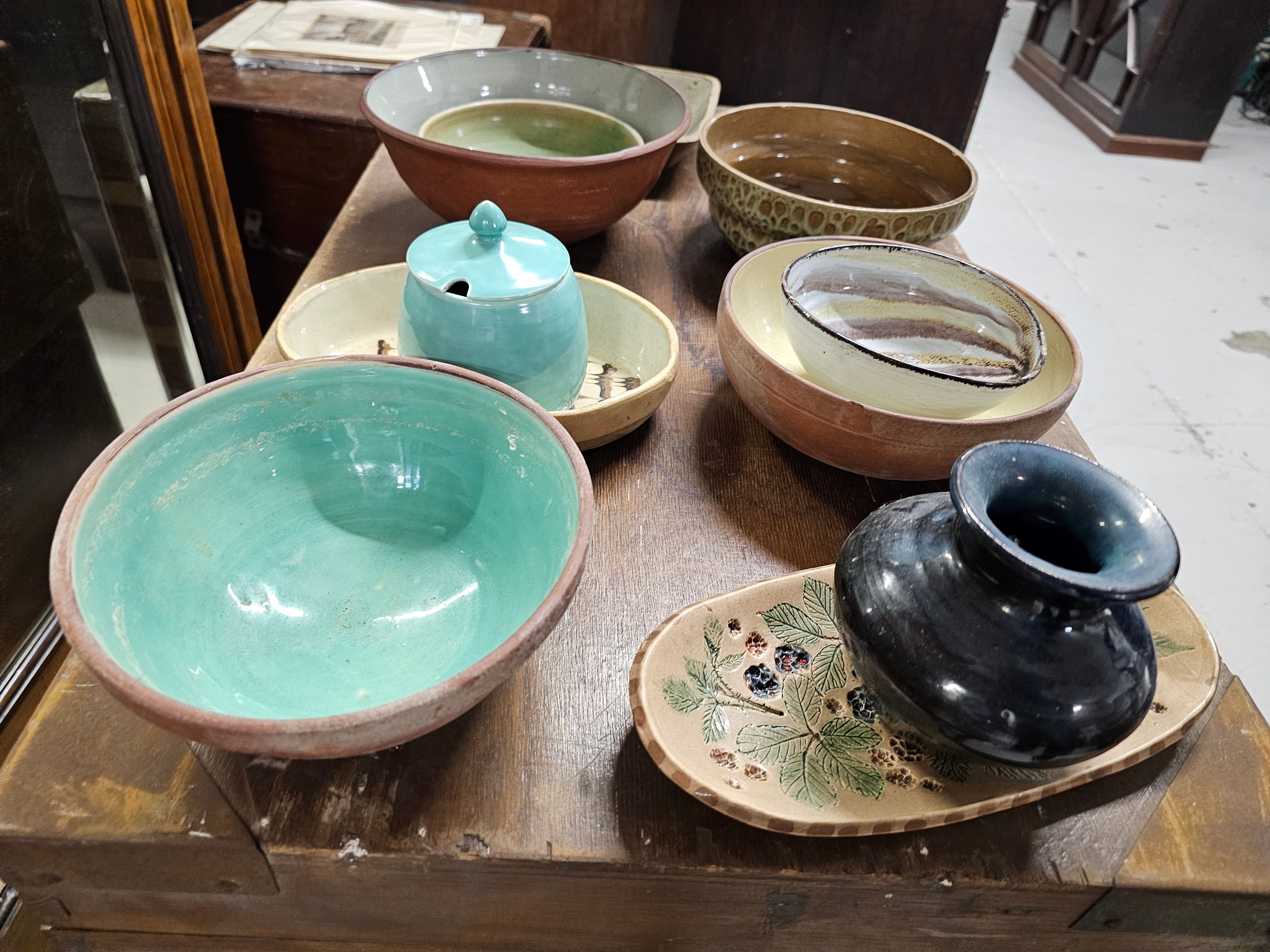 A collection of studio pottery. Largest bowl has a 22cm circumference. - Image 3 of 3