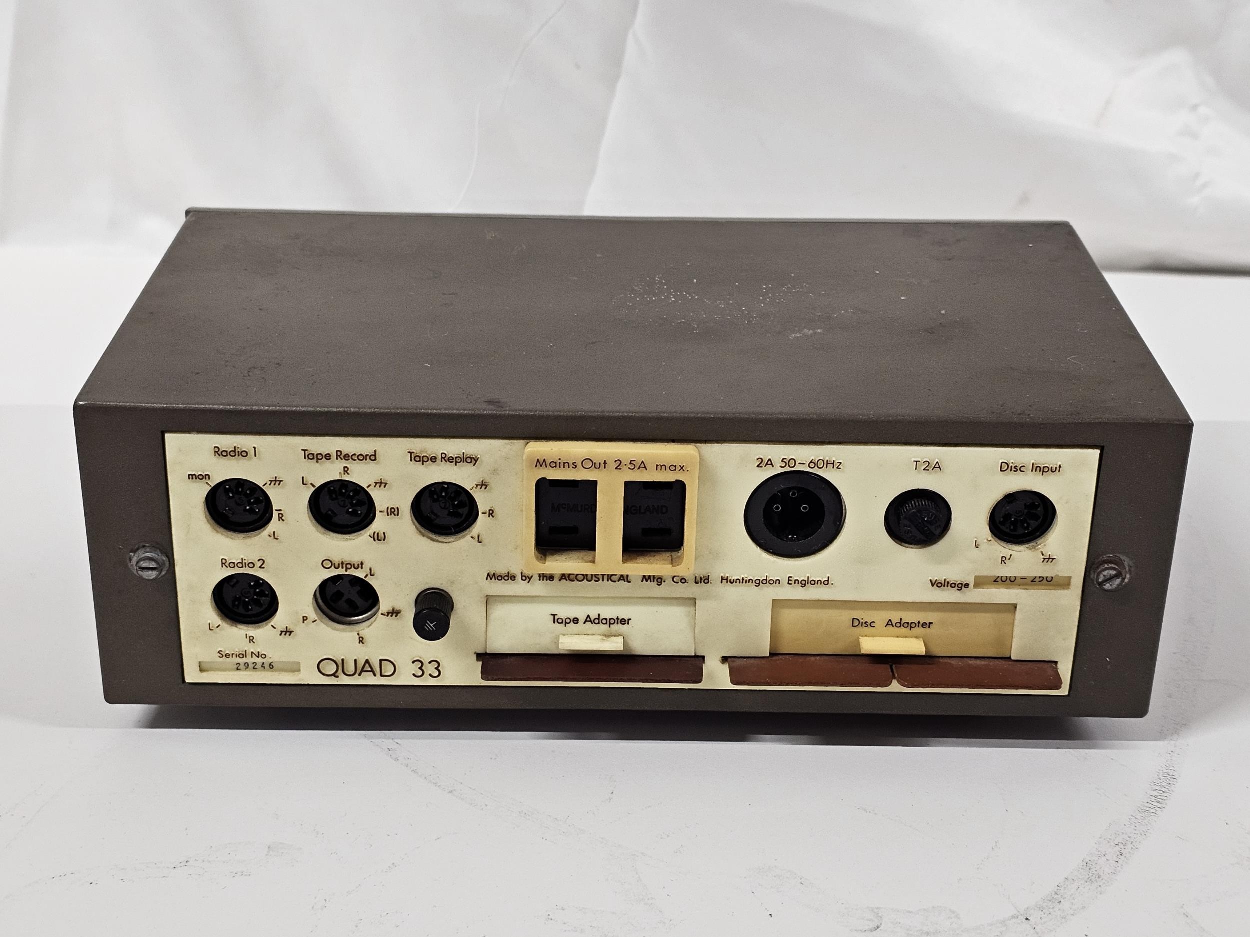 1970s Quad music system plus some cables. Quad 303 serial 27022. 33 serial 29246. FM3 serial 4323. A - Image 5 of 16