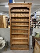 Open bookcase, full height 19th century style pine. H.268 W.109 D.34cm.