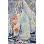 Celeste Benitte (French). A large oil on canvas. A impressionist style collection of sails, a